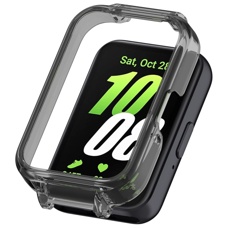 For Samsung Galaxy Fit 3 12mm Half Coverage Hollowed PC Watch Protective Case(Transparent Black) - Watch Cases by PMC TechLife | Online Shopping South Africa | PMC TechLife