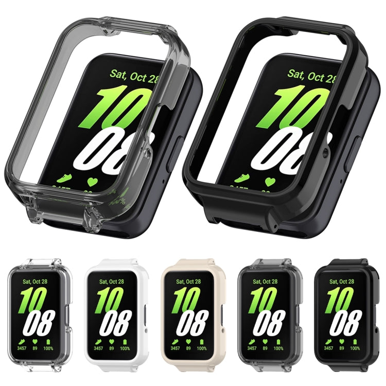 For Samsung Galaxy Fit 3 12mm Half Coverage Hollowed PC Watch Protective Case(Transparent Black) - Watch Cases by PMC TechLife | Online Shopping South Africa | PMC TechLife