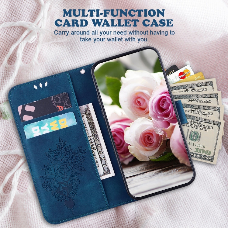 For Google Pixel 9 Pro Butterfly Rose Embossed Leather Phone Case(Blue) - Google Cases by PMC TechLife | Online Shopping South Africa | PMC TechLife | Buy Now Pay Later Mobicred