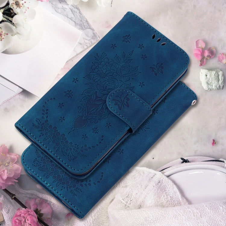 For Google Pixel 9 Butterfly Rose Embossed Leather Phone Case(Blue) - Google Cases by PMC TechLife | Online Shopping South Africa | PMC TechLife | Buy Now Pay Later Mobicred
