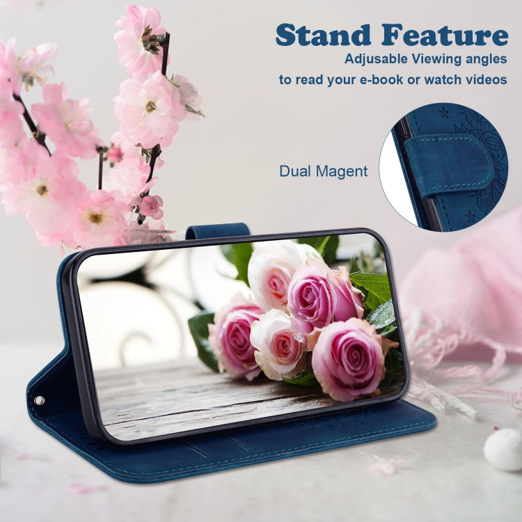 For Google Pixel 9 Butterfly Rose Embossed Leather Phone Case(Blue) - Google Cases by PMC TechLife | Online Shopping South Africa | PMC TechLife | Buy Now Pay Later Mobicred