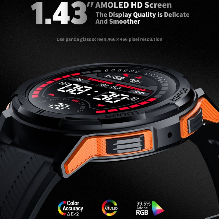 LEMFO C25 1.43 inch HD Round Screen Outdoor Smart Watch Supports Blood Oxygen Detection/Sedentary Reminder(Black Orange) - Smart Watches by LEMFO | Online Shopping South Africa | PMC Jewellery