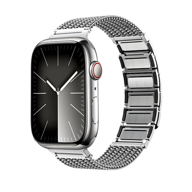 For Apple Watch Series 6 40mm Magnetic Clasp Braided Chain Stainless Steel Watch Band(Silver) - Watch Bands by PMC Jewellery | Online Shopping South Africa | PMC Jewellery