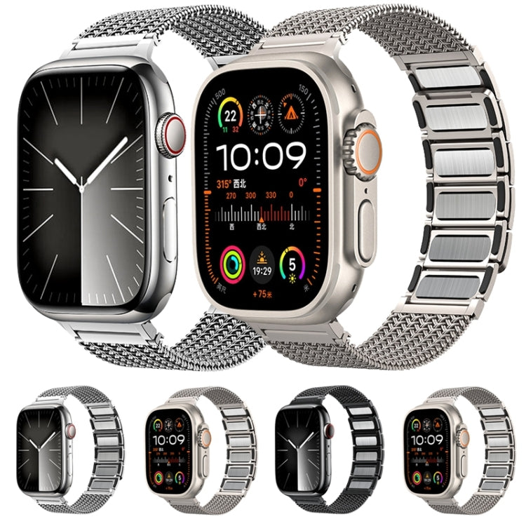 For Apple Watch 42mm Magnetic Clasp Braided Chain Stainless Steel Watch Band(Silver) - Watch Bands by PMC Jewellery | Online Shopping South Africa | PMC Jewellery