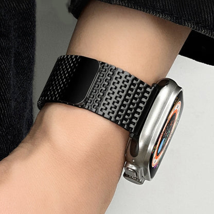 For Apple Watch Series 6 44mm Milanese Loop Magnetic Clasp Stainless Steel Watch Band(Black) - Watch Bands by PMC Jewellery | Online Shopping South Africa | PMC Jewellery