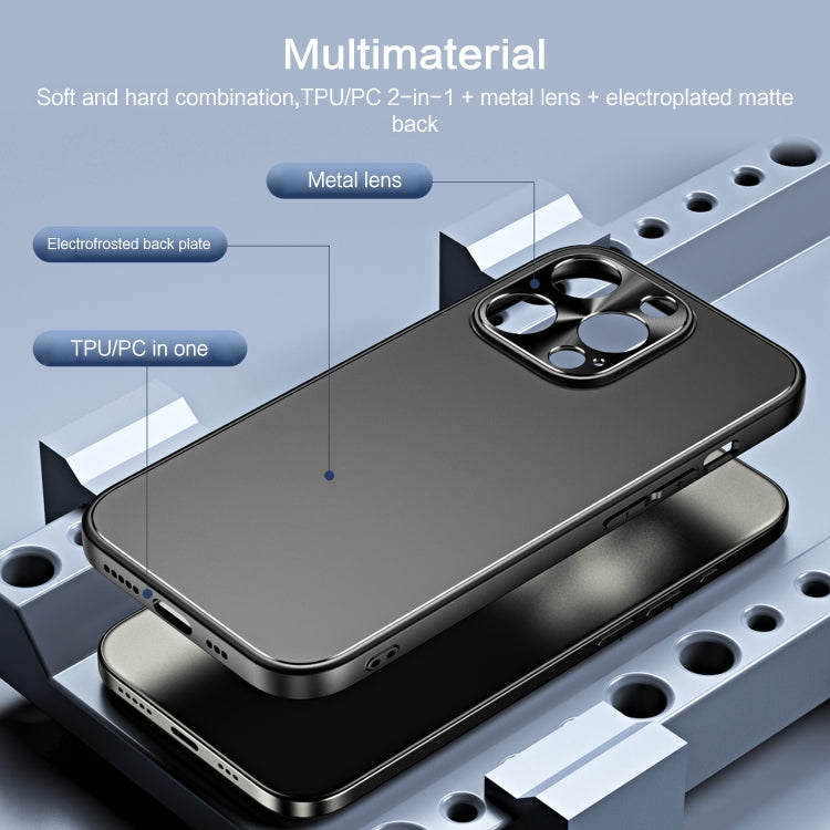 For iPhone 14 Pro Max R-JUST RJ-61 Electroplating Frosted TPU + PC Phone Case(Blue) - iPhone 14 Pro Max Cases by R-JUST | Online Shopping South Africa | PMC TechLife