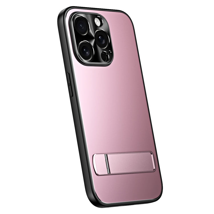For iPhone 15 Pro R-JUST RJ-61 Electroplating Frosted TPU + PC Phone Case with Holder(Pink) - iPhone 15 Pro Cases by R-JUST | Online Shopping South Africa | PMC Jewellery