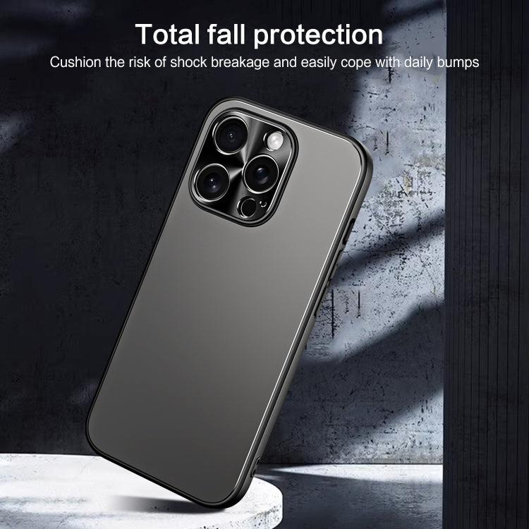 For iPhone 14 Pro R-JUST RJ-61 Electroplating Frosted TPU + PC Phone Case with Holder(Blue) - iPhone 14 Pro Cases by R-JUST | Online Shopping South Africa | PMC TechLife | Buy Now Pay Later Mobicred
