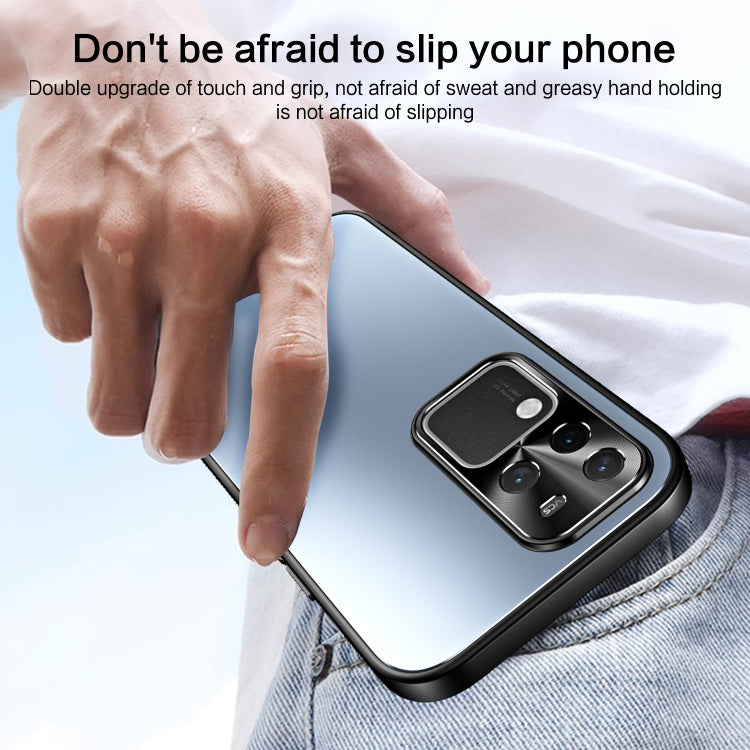 For vivo S18 Pro R-JUST RJ-61 Electroplating Frosted TPU + PC Phone Case with Holder(Blue) - S18 Pro Cases by R-JUST | Online Shopping South Africa | PMC TechLife