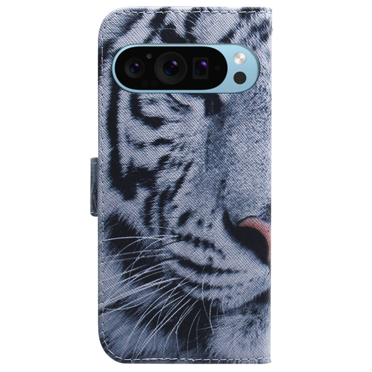 For Google Pixel 9 Pro Coloured Drawing Flip Leather Phone Case(Tiger) - Google Cases by PMC Jewellery | Online Shopping South Africa | PMC Jewellery | Buy Now Pay Later Mobicred