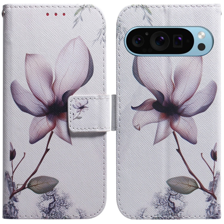 For Google Pixel 9 Pro Coloured Drawing Flip Leather Phone Case(Magnolia) - Google Cases by PMC Jewellery | Online Shopping South Africa | PMC Jewellery | Buy Now Pay Later Mobicred