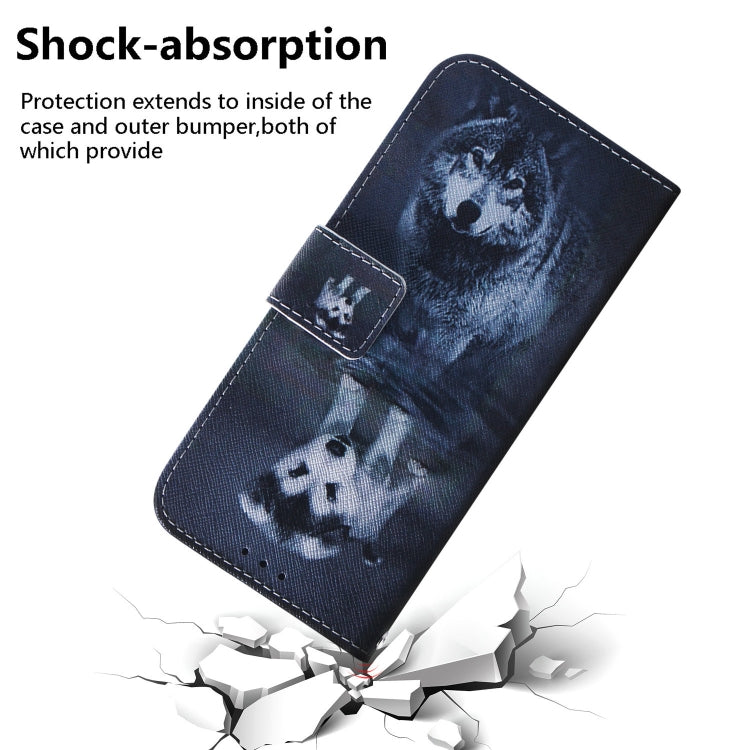 For Google Pixel 9 Coloured Drawing Flip Leather Phone Case(Wolf and Dog) - Google Cases by PMC Jewellery | Online Shopping South Africa | PMC Jewellery | Buy Now Pay Later Mobicred