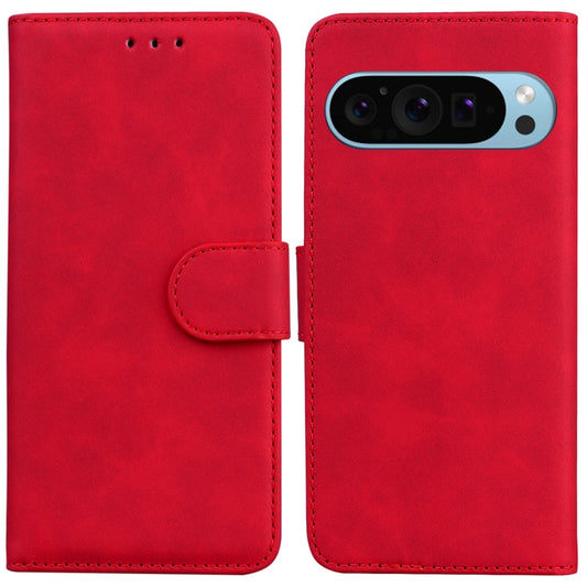 For Google Pixel 9 Pro Skin Feel Pure Color Flip Leather Phone Case(Red) - Google Cases by PMC Jewellery | Online Shopping South Africa | PMC Jewellery | Buy Now Pay Later Mobicred