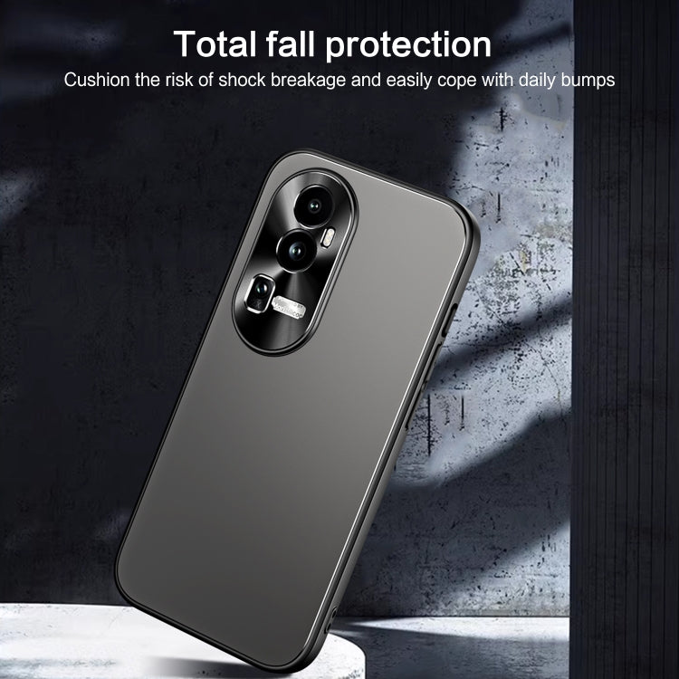 For OPPO Reno10 / Reno10 Pro Global R-JUST RJ-61 Electroplating Frosted TPU + PC Phone Case with Holder(Grey) - OPPO Cases by R-JUST | Online Shopping South Africa | PMC Jewellery