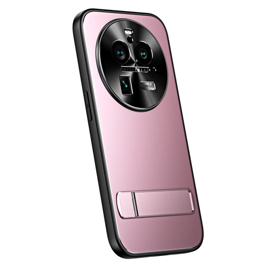 For OPPO Find X6 R-JUST RJ-61 Electroplating Frosted TPU + PC Phone Case with Holder(Pink) - OPPO Cases by R-JUST | Online Shopping South Africa | PMC Jewellery