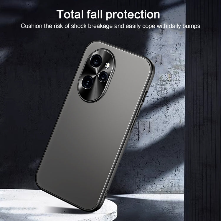 For Honor 100 R-JUST RJ-61 Electroplating Frosted TPU + PC Phone Case with Holder(Silver) - Honor Cases by R-JUST | Online Shopping South Africa | PMC Jewellery
