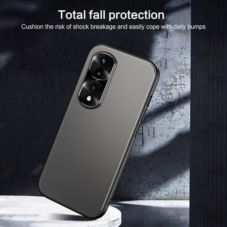 For Honor 70 R-JUST RJ-61 Electroplating Frosted TPU + PC Phone Case with Holder(Blue) - Honor Cases by R-JUST | Online Shopping South Africa | PMC TechLife