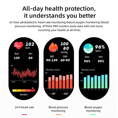 LOKMAT ATTACK 2 Pro 1.39 inch BT5.1 Smart Sport Watch, Support Bluetooth Call / Sleep / Heart Rate / Blood Pressure Health Monitor(Black Green) - Smart Watches by Lokmat | Online Shopping South Africa | PMC Jewellery