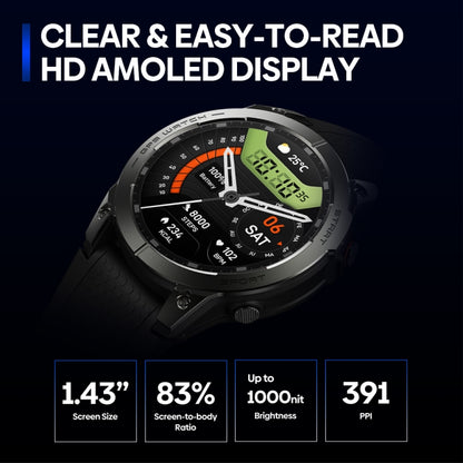 Zeblaze Stratos 3 Pro 1.43 inch AMOLED Screen Sports Smart Watch Support Bluethooth Call(Black) - Smart Watches by Zeblaze | Online Shopping South Africa | PMC Jewellery