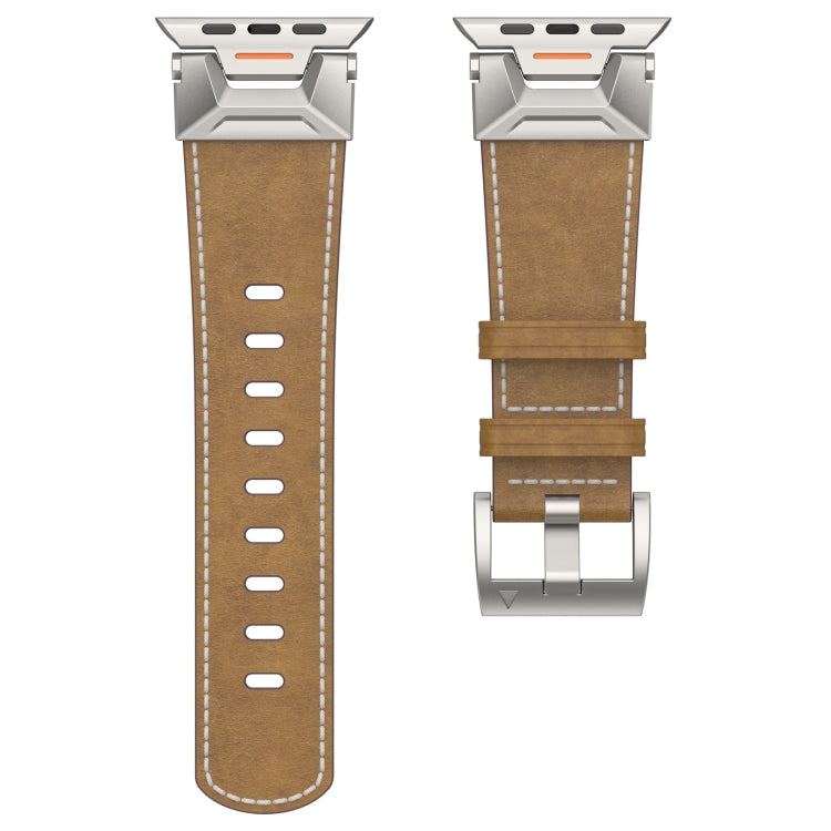 For Apple Watch SE 44mm Mecha Style Leather Watch Band(Light Brown) - Watch Bands by PMC Jewellery | Online Shopping South Africa | PMC Jewellery