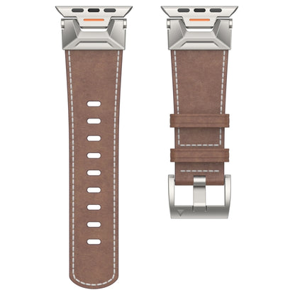 For Apple Watch Series 3 42mm Mecha Style Leather Watch Band(Coffee Oil Wax) - Watch Bands by PMC Jewellery | Online Shopping South Africa | PMC Jewellery