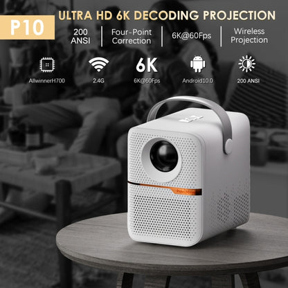 GXMO P10 Android 10 OS HD Portable WiFi Projector, Plug Type:EU Plug(White) - Mini Projector by GXMO | Online Shopping South Africa | PMC Jewellery | Buy Now Pay Later Mobicred