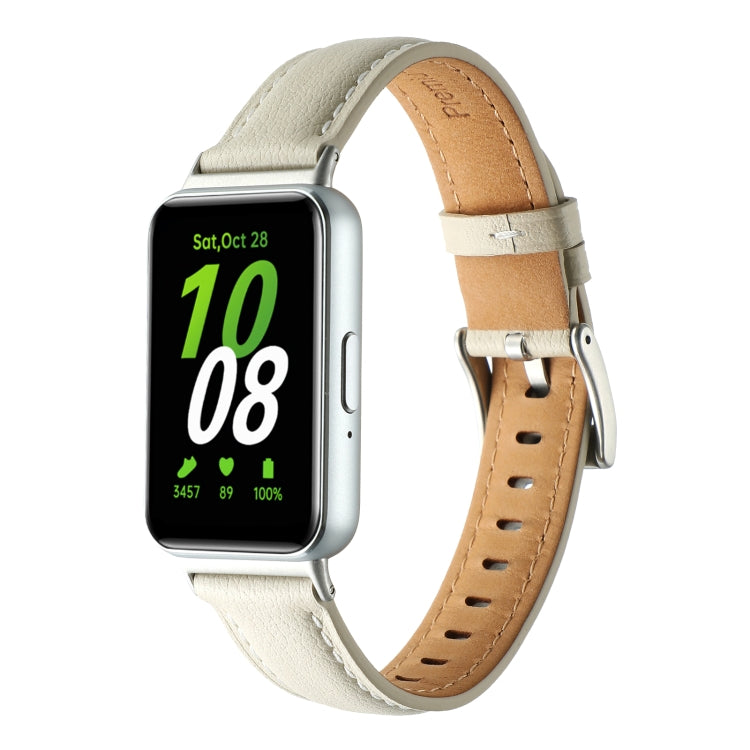 For Samsung Galaxy Fit 3 Pointed Tail Genuine Leather Watch Band(Milky White) - free shipping - PMC TechLife - Order now!