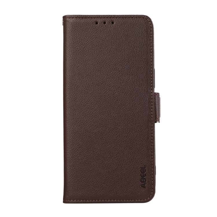 For iPhone 17 Pro Max ABEEL Side-Magnetic Litchi Pattern Leather RFID Phone Case(Brown) - free shipping - PMc TechLife - Order now!