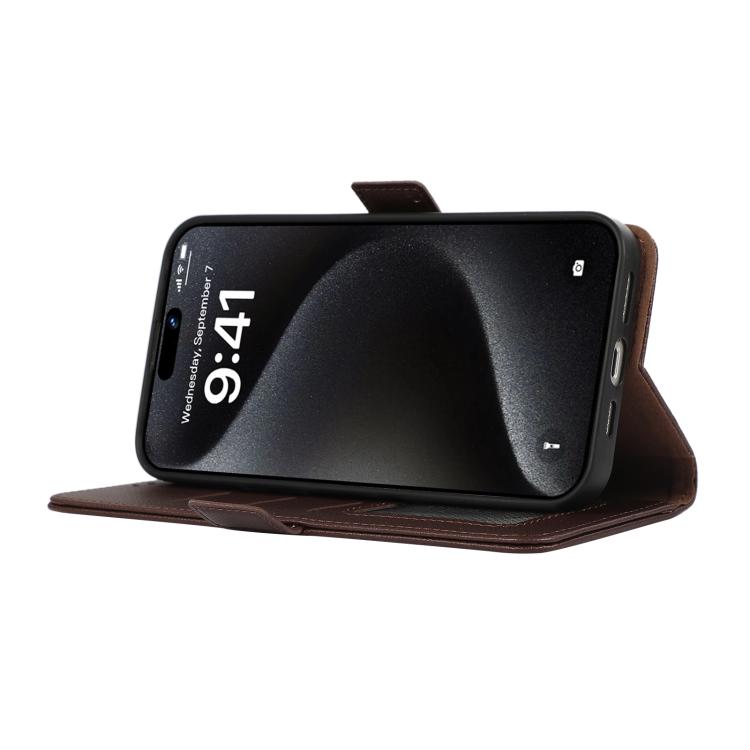 For iPhone 17 Pro Max ABEEL Side-Magnetic Litchi Pattern Leather RFID Phone Case(Brown) - free shipping - PMc TechLife - Order now!