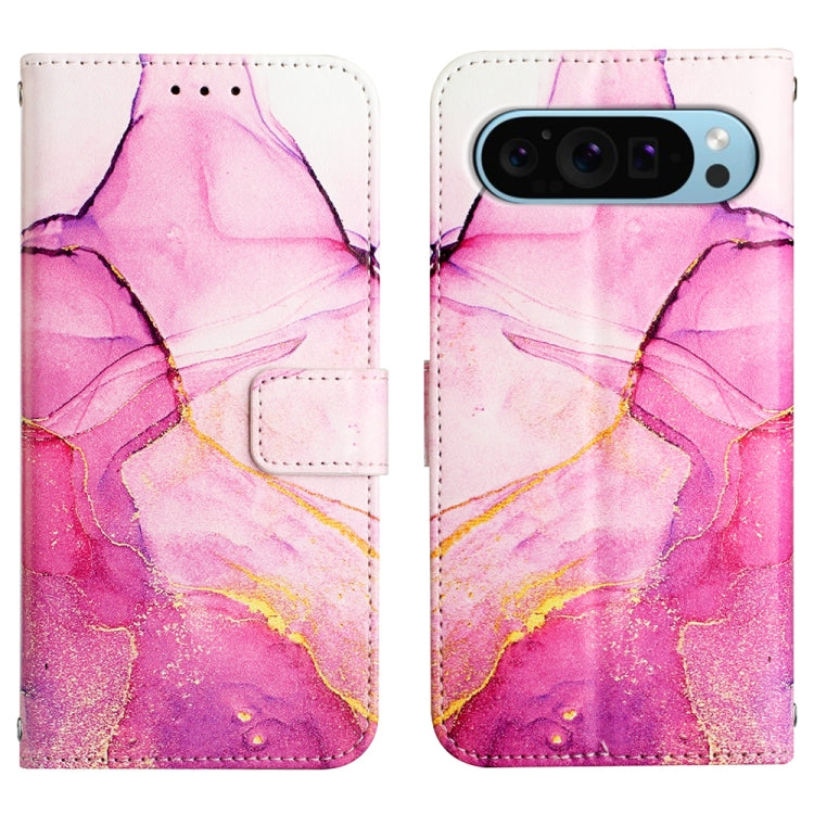 For Google Pixel 9 PT003 Marble Pattern Flip Leather Phone Case(Pink Purple Gold) - Google Cases by PMC Jewellery | Online Shopping South Africa | PMC Jewellery | Buy Now Pay Later Mobicred