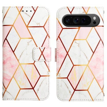 For Google Pixel 9 Pro PT003 Marble Pattern Flip Leather Phone Case(Pink White) - Google Cases by PMC Jewellery | Online Shopping South Africa | PMC Jewellery | Buy Now Pay Later Mobicred