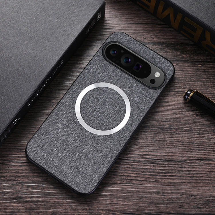 For Google Pixel 9 Pro CD Magnetic Ring Cloth Texture PU Phone Case(Grey) - Google Cases by PMC Jewellery | Online Shopping South Africa | PMC Jewellery | Buy Now Pay Later Mobicred