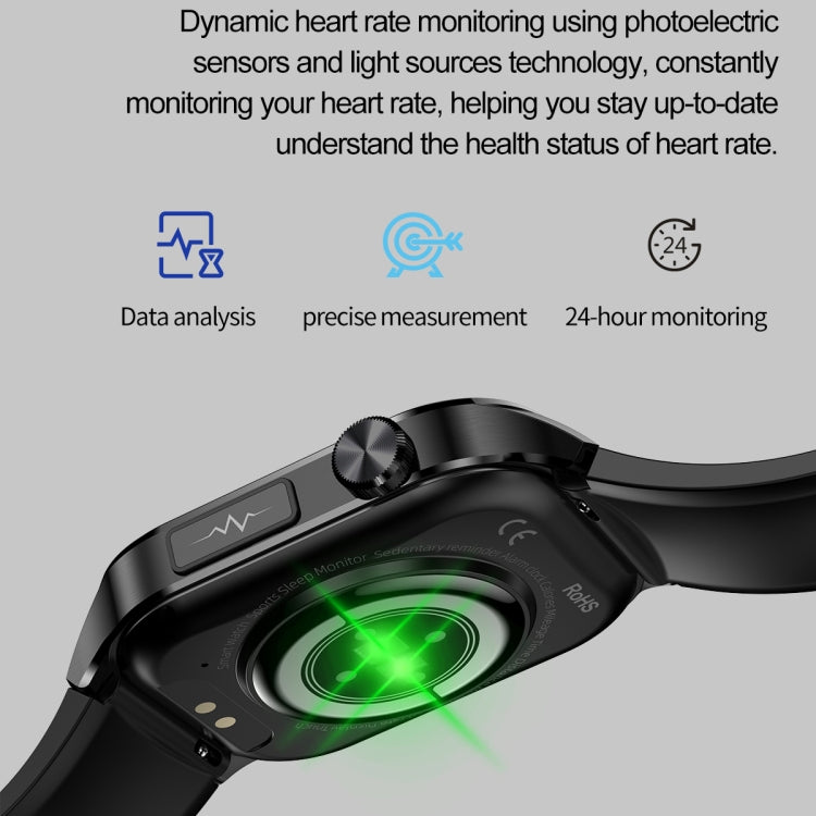 ET580 2.04 inch AMOLED Screen Sports Smart Watch Support Bluethooth Call /  ECG Function(Black Silicone Band) - Smart Watches by PMC TechLife | Online Shopping South Africa | PMC TechLife