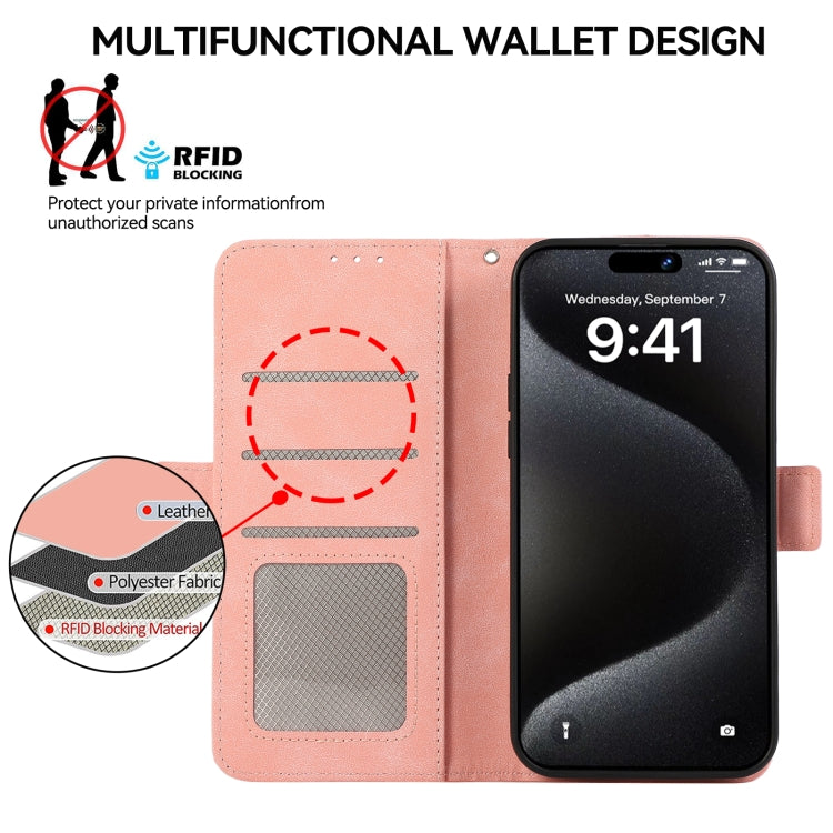 For iPhone 16 Pro Max ABEEL Frosted Magnetic RFID Leather Phone Case(Pink) - iPhone 16 Pro Max Cases by PMC Jewellery | Online Shopping South Africa | PMC Jewellery | Buy Now Pay Later Mobicred