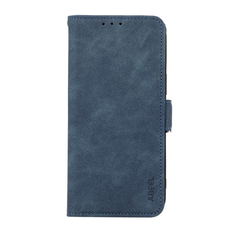 For iPhone 16e ABEEL Frosted Magnetic RFID Leather Phone Case(Blue) - iPhone 16e Cases by PMC TechLife | Online Shopping South Africa | PMC TechLife | Buy Now Pay Later Mobicred