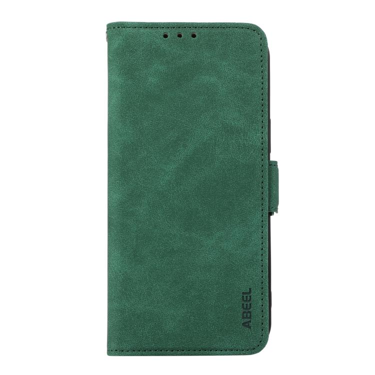 For iPhone 16e ABEEL Frosted Magnetic RFID Leather Phone Case(Green) - iPhone 16e Cases by PMC TechLife | Online Shopping South Africa | PMC TechLife | Buy Now Pay Later Mobicred