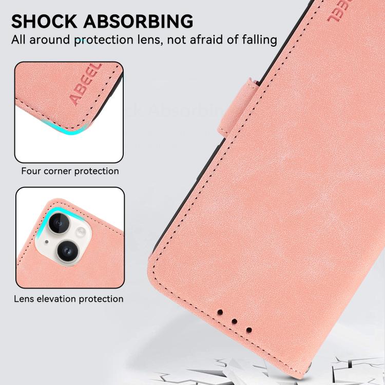 For iPhone 17 ABEEL Frosted Magnetic RFID Leather Phone Case(Pink) - free shipping - PMc TechLife - Order now!