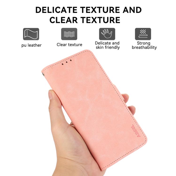 For iPhone 17 Pro ABEEL Frosted Magnetic RFID Leather Phone Case(Pink) - free shipping - PMc TechLife - Order now!