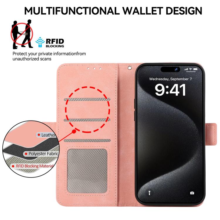 For iPhone 17 Pro ABEEL Frosted Magnetic RFID Leather Phone Case(Pink) - free shipping - PMc TechLife - Order now!