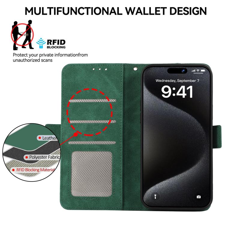 For iPhone 17 Pro Max ABEEL Frosted Magnetic RFID Leather Phone Case(Green) - free shipping - PMc TechLife - Order now!