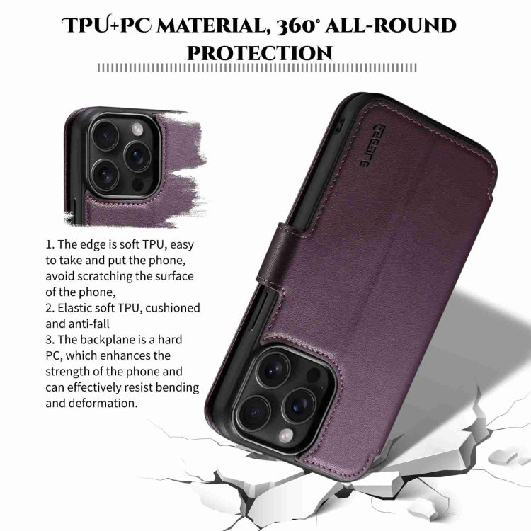 For iPhone 15 ESEBLE E1 Nappa Texture MagSafe Holder Leather Phone Case(Dark Purple) - iPhone 15 Cases by ESEBLE | Online Shopping South Africa | PMC Jewellery | Buy Now Pay Later Mobicred