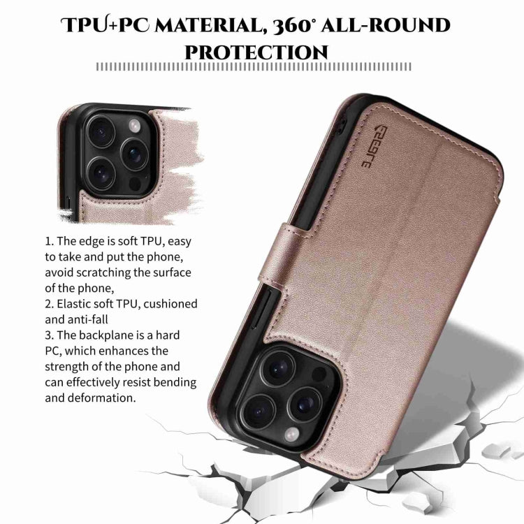 For iPhone 15 Pro ESEBLE E1 Nappa Texture MagSafe Holder Leather Phone Case(Rose Gold) - free shipping - PMC Jewellery - Order now!