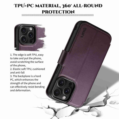 For iPhone 15 Pro ESEBLE E1 Nappa Texture MagSafe Holder Leather Phone Case(Dark Purple) - iPhone 15 Pro Cases by ESEBLE | Online Shopping South Africa | PMC Jewellery | Buy Now Pay Later Mobicred