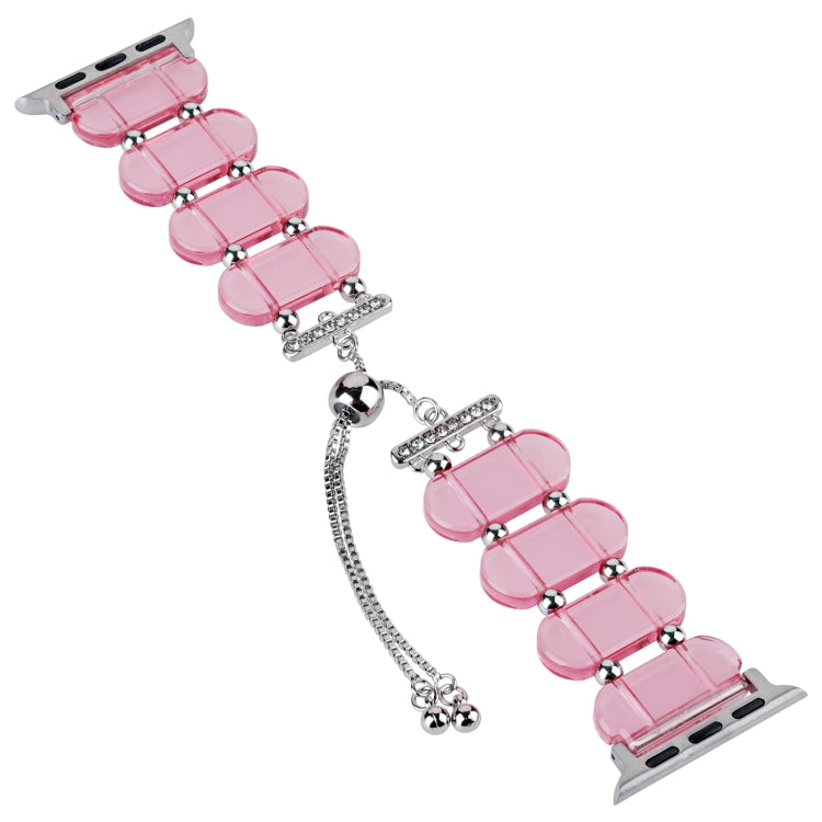 For Apple Watch Series 9 45mm Resin Retractable Chain Watch Band(Pink) - Watch Bands by PMC Jewellery | Online Shopping South Africa | PMC Jewellery