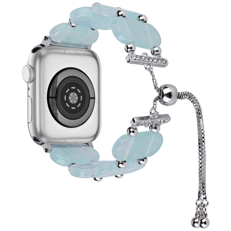 For Apple Watch Series 8 41mm Resin Retractable Chain Watch Band(Ice Blue) - Watch Bands by PMC TechLife | Online Shopping South Africa | PMC TechLife