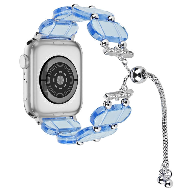 For Apple Watch Series 7 41mm Resin Retractable Chain Watch Band(Blue) - Watch Bands by PMC Jewellery | Online Shopping South Africa | PMC Jewellery