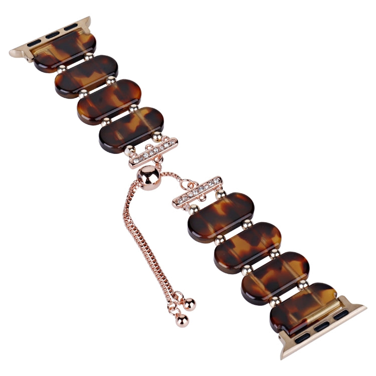 For Apple Watch Series 7 41mm Resin Retractable Chain Watch Band(Tortoiseshell) - Watch Bands by PMC Jewellery | Online Shopping South Africa | PMC Jewellery