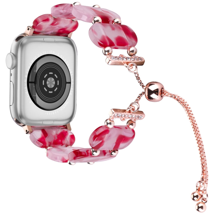 For Apple Watch SE 40mm Resin Retractable Chain Watch Band(Rose Red) - Watch Bands by PMC TechLife | Online Shopping South Africa | PMC TechLife