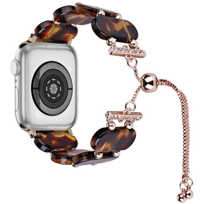 For Apple Watch SE 40mm Resin Retractable Chain Watch Band(Tortoiseshell) - Watch Bands by PMC Jewellery | Online Shopping South Africa | PMC Jewellery