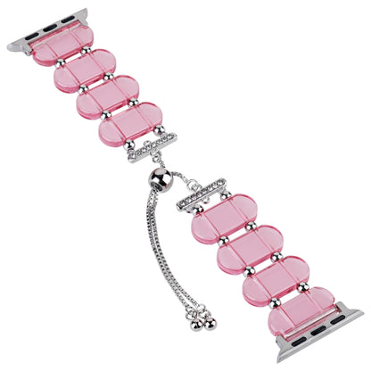 For Apple Watch SE 44mm Resin Retractable Chain Watch Band(Pink) - Watch Bands by PMC Jewellery | Online Shopping South Africa | PMC Jewellery